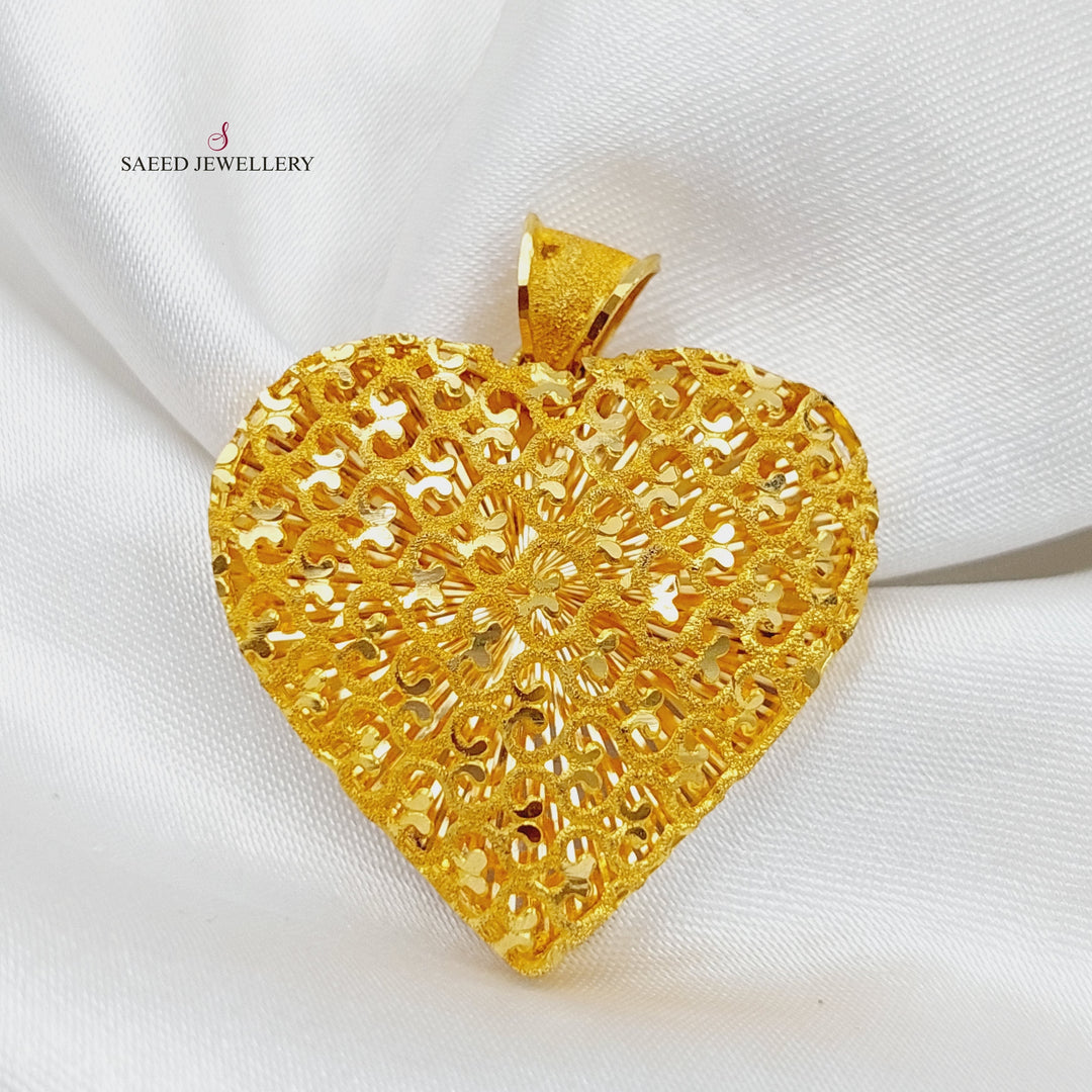 21K Gold Kuwaiti Heart Pendant by Saeed Jewelry - Image 1