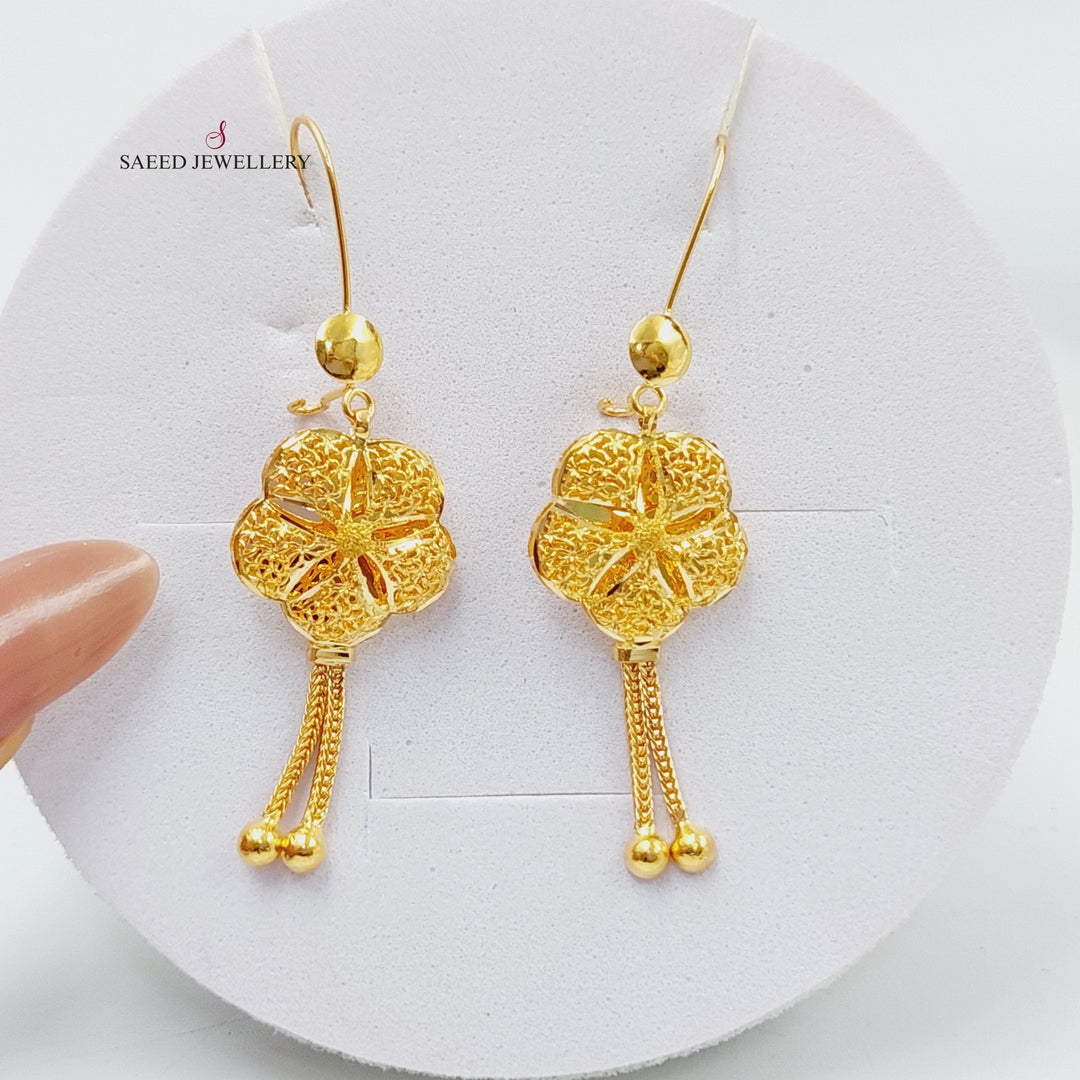 21K Gold Kuwaiti Rose Earrings by Saeed Jewelry - Image 1