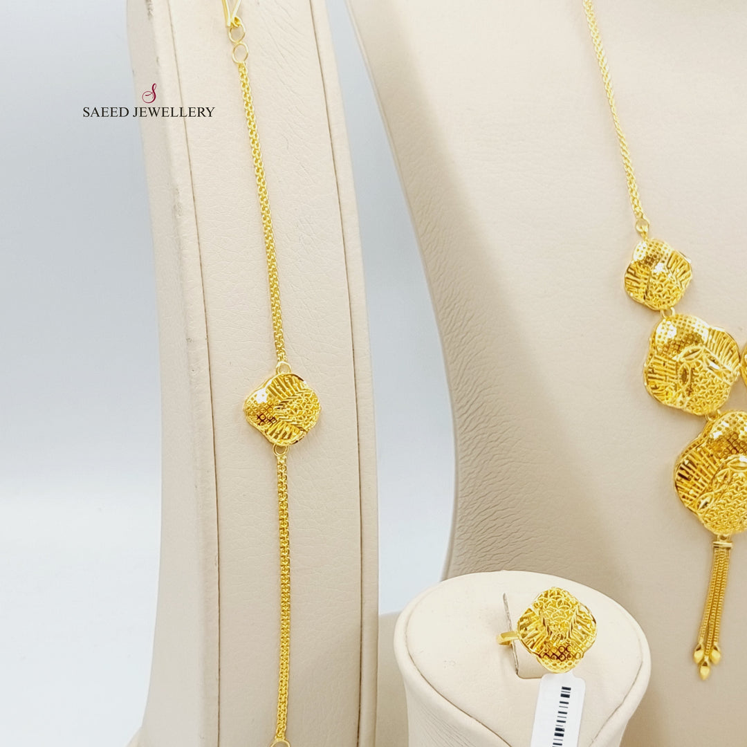 21K Gold Four Pieces Kuwaiti Set by Saeed Jewelry - Image 3