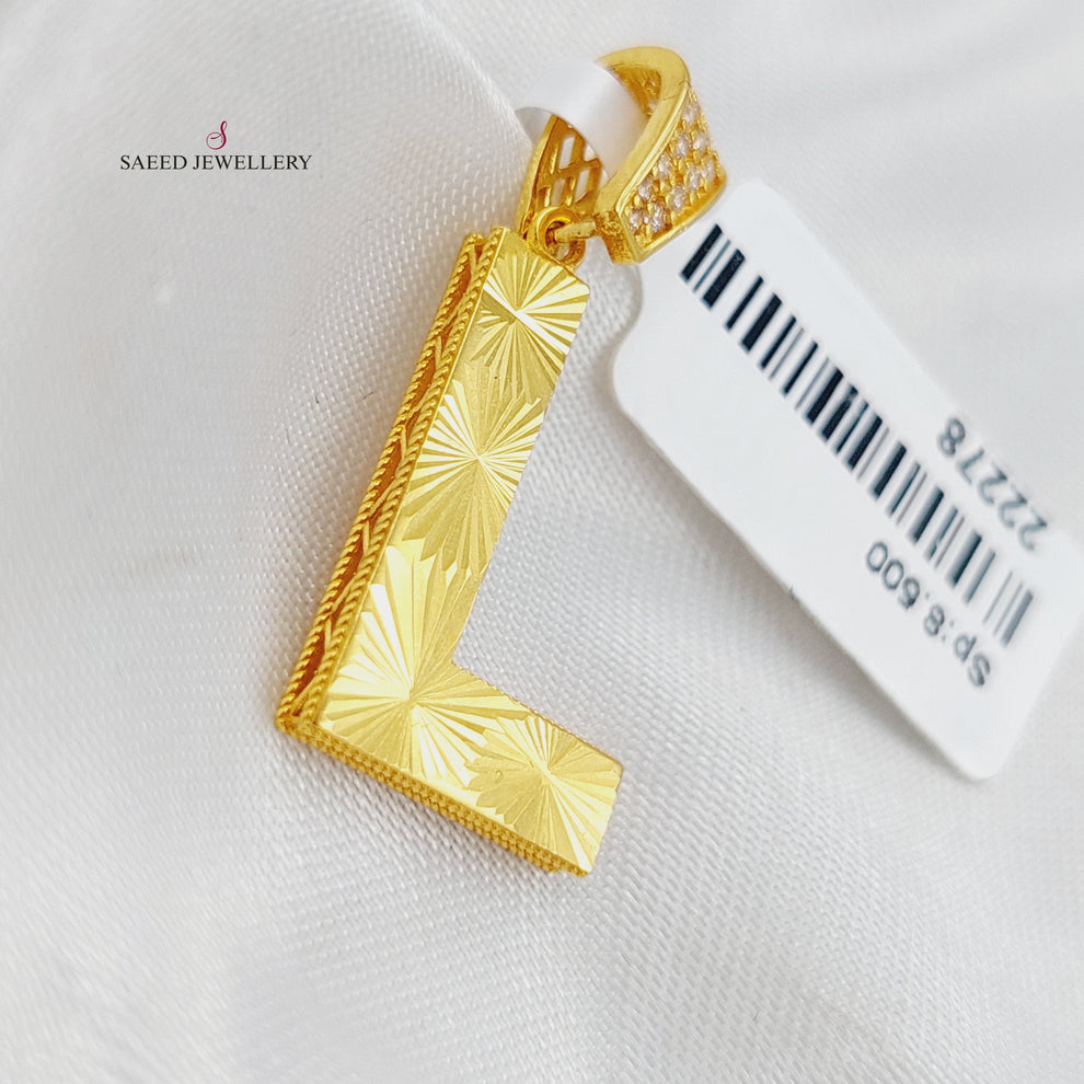 21K Gold L Letter Pendant by Saeed Jewelry - Image 4