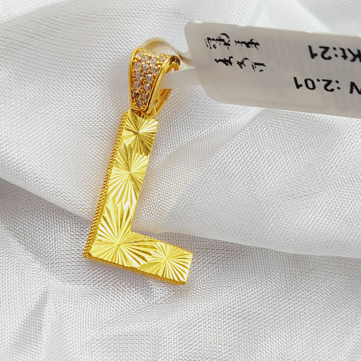 21K Gold L Letter Pendant by Saeed Jewelry - Image 12