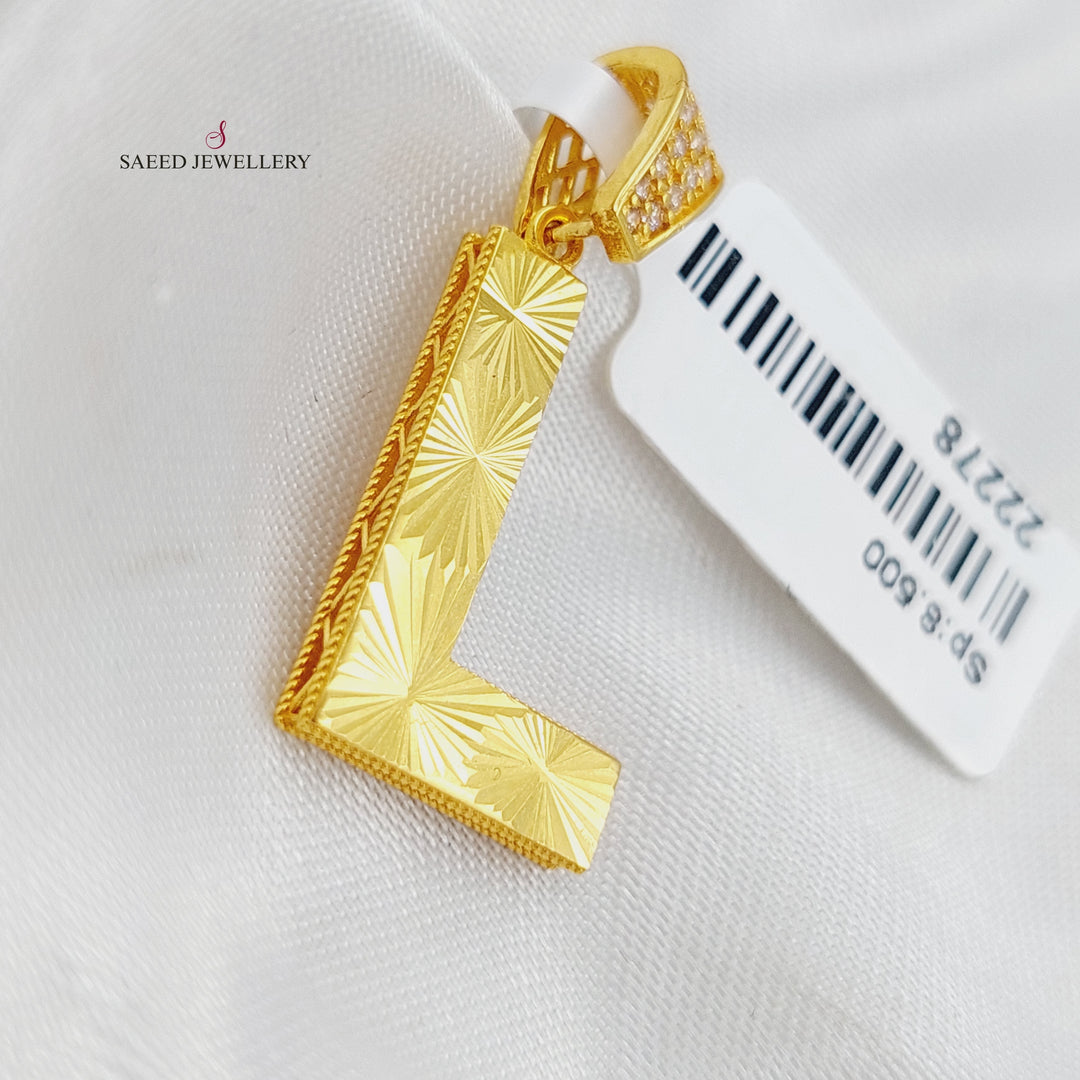 21K Gold L Letter Pendant by Saeed Jewelry - Image 1