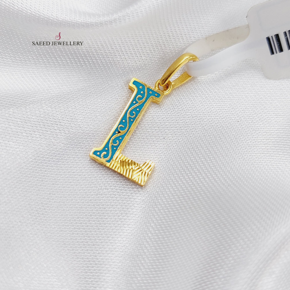 21K Gold L Letter Pendant by Saeed Jewelry - Image 2