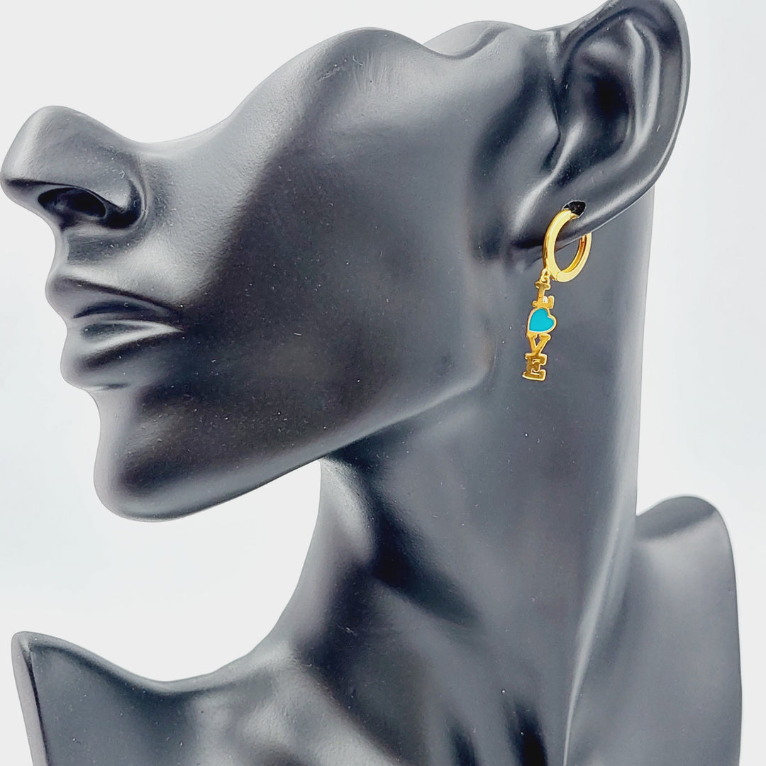 21K Gold LOVE Earrings by Saeed Jewelry - Image 3