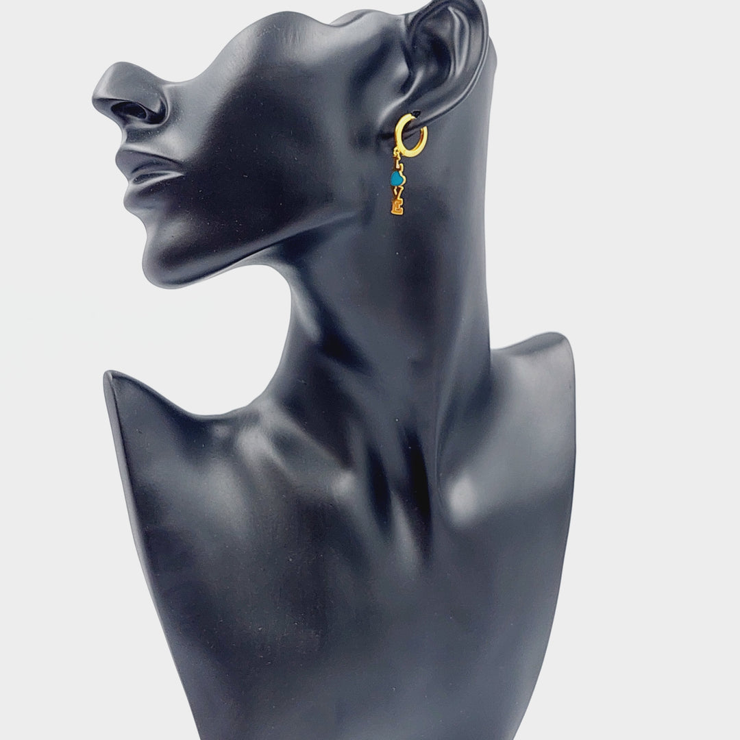 21K Gold LOVE Earrings by Saeed Jewelry - Image 4