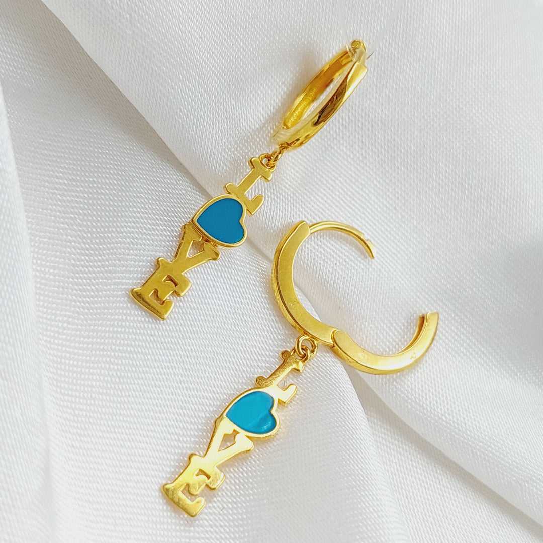 21K Gold LOVE Earrings by Saeed Jewelry - Image 5