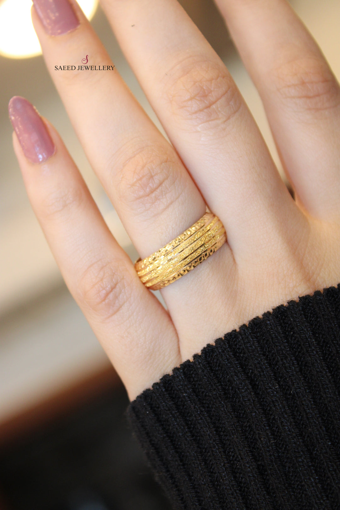 21K Gold Laser Wedding Ring by Saeed Jewelry - Image 5