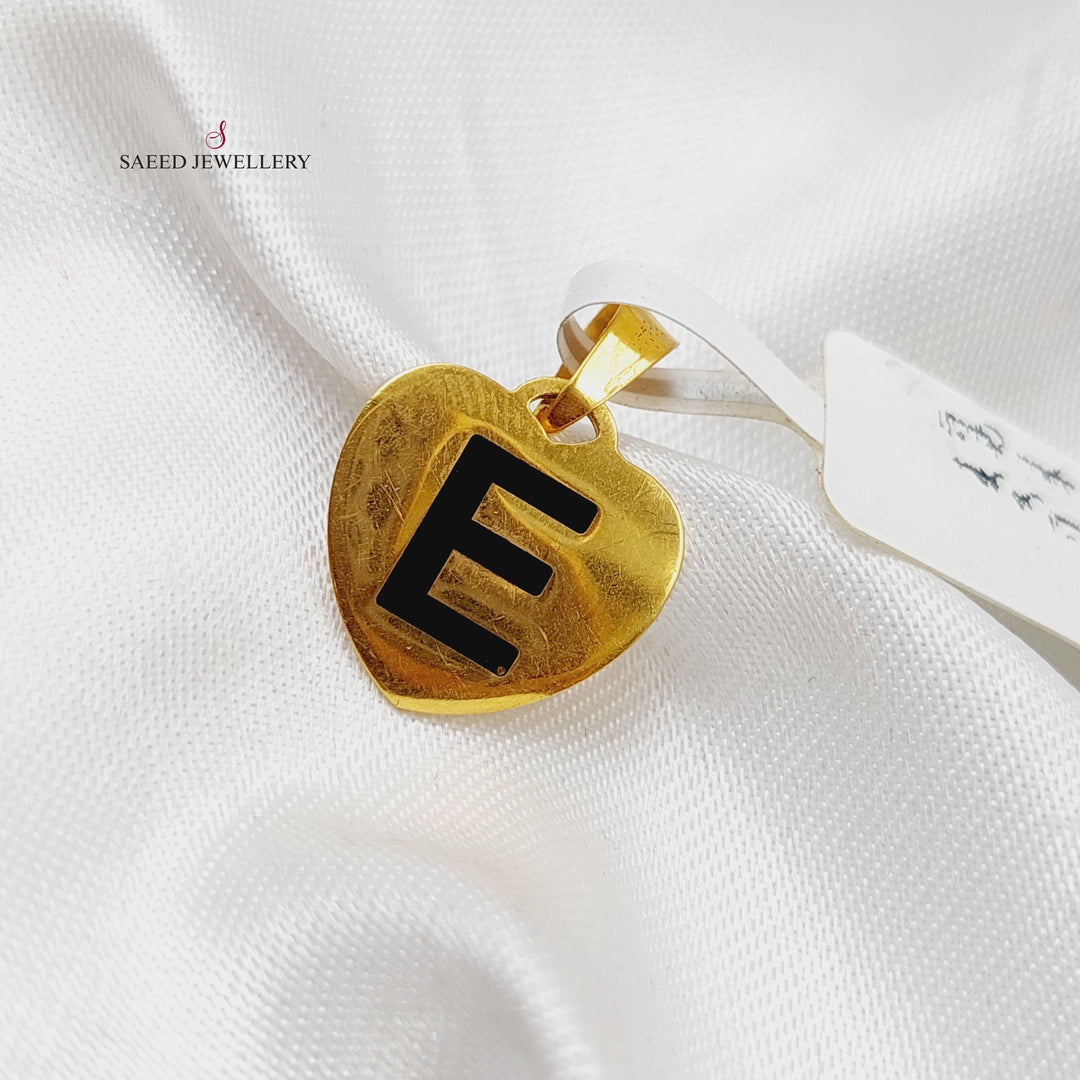 21K Gold Letter E Pendant by Saeed Jewelry - Image 3