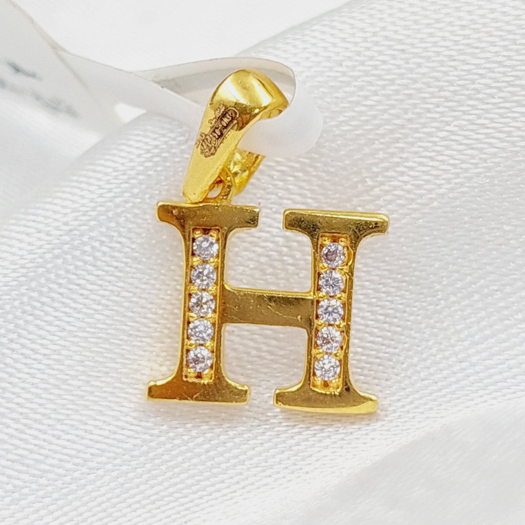 21K Gold Letter H Pendant by Saeed Jewelry - Image 4