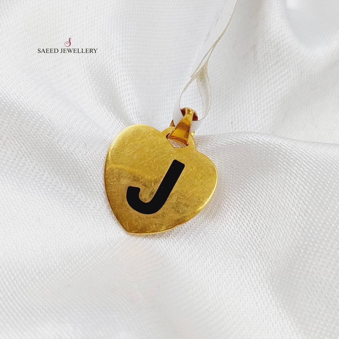 21K Gold Letter J Pendant by Saeed Jewelry - Image 3