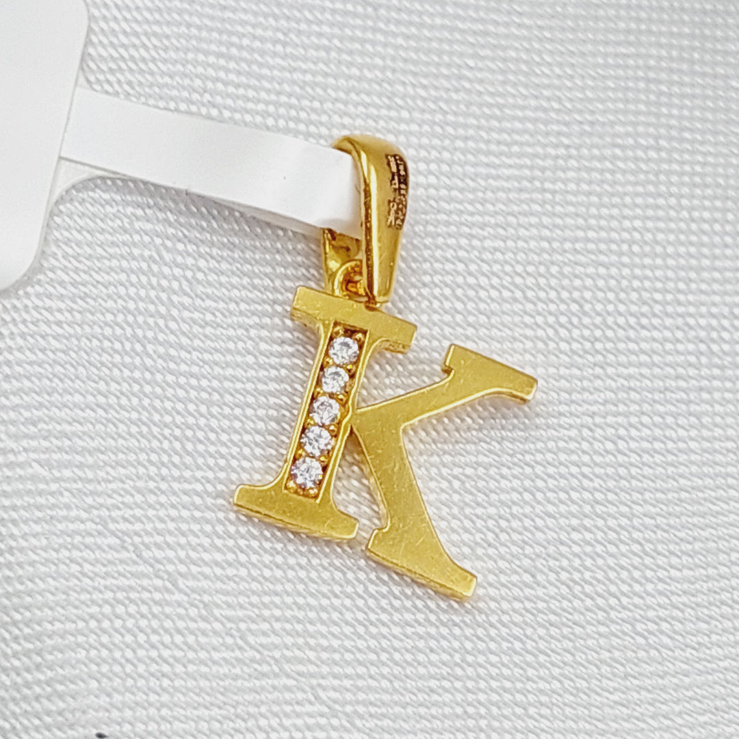 21K Gold Letter K Pendant by Saeed Jewelry - Image 3