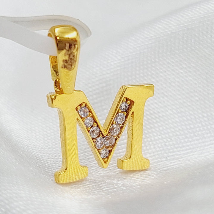 21K Gold Letter M Pendant by Saeed Jewelry - Image 2