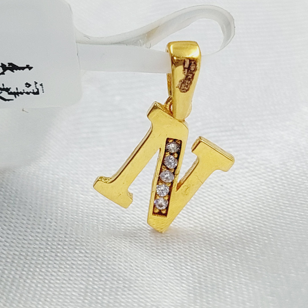 21K Gold Letter N Pendant by Saeed Jewelry - Image 2