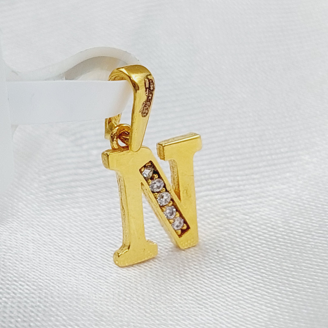 21K Gold Letter N Pendant by Saeed Jewelry - Image 1