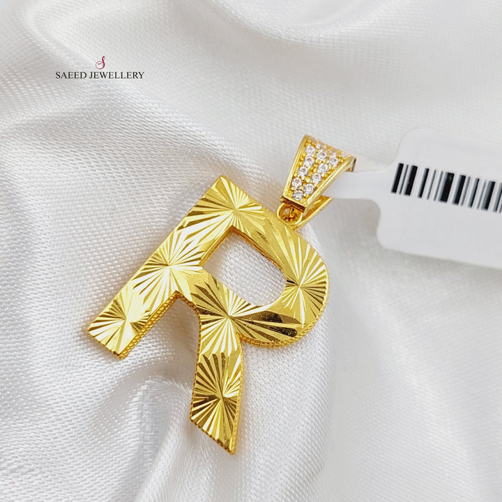 21K Gold Letter R Pendant by Saeed Jewelry - Image 1