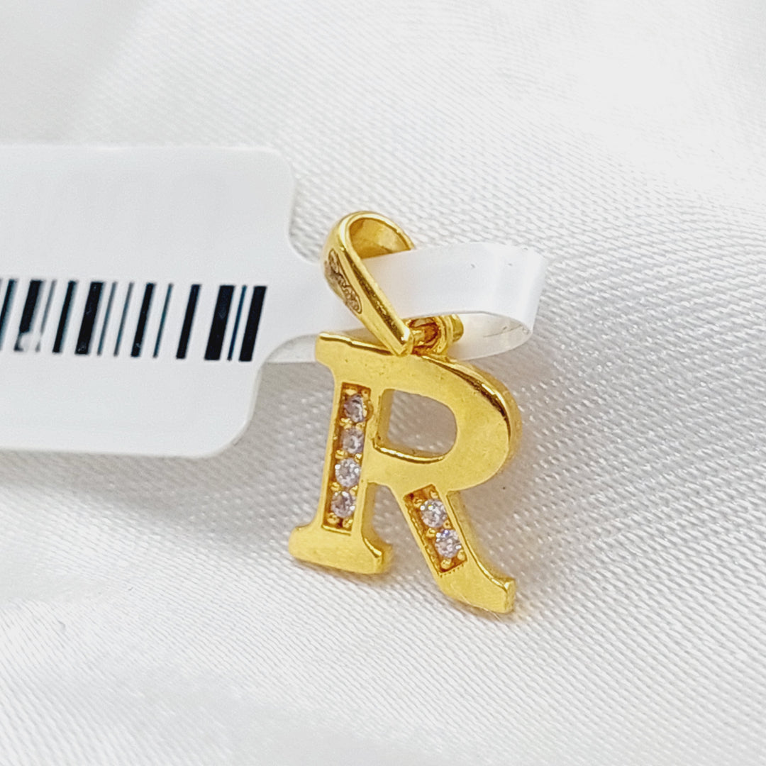 21K Gold Letter R Pendant by Saeed Jewelry - Image 3