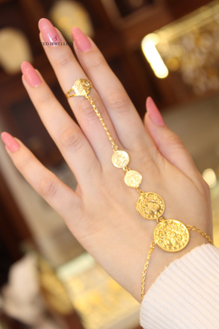 21K Gold Lirat Hand Bracelet by Saeed Jewelry - Image 5