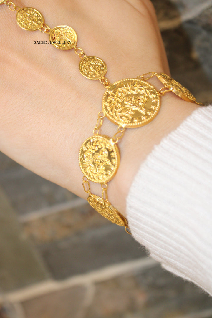 21K Gold Lirat Hand Bracelet by Saeed Jewelry - Image 5