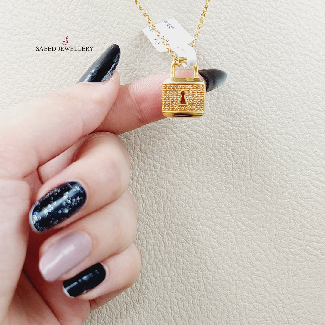 21K Gold Lock Pendant by Saeed Jewelry - Image 2