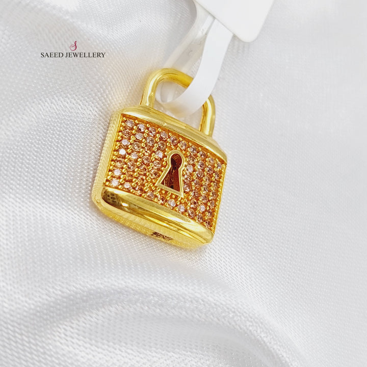 21K Gold Lock Pendant by Saeed Jewelry - Image 3