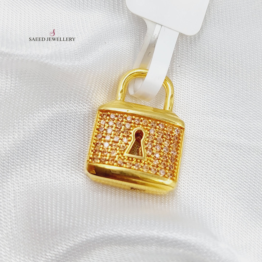 21K Gold Lock Pendant by Saeed Jewelry - Image 4