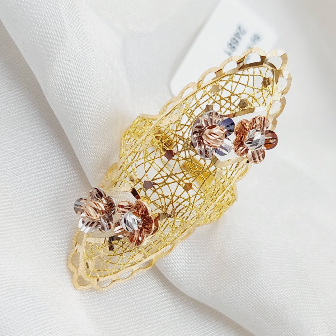 21K Gold Long Fancy Ring by Saeed Jewelry - Image 1