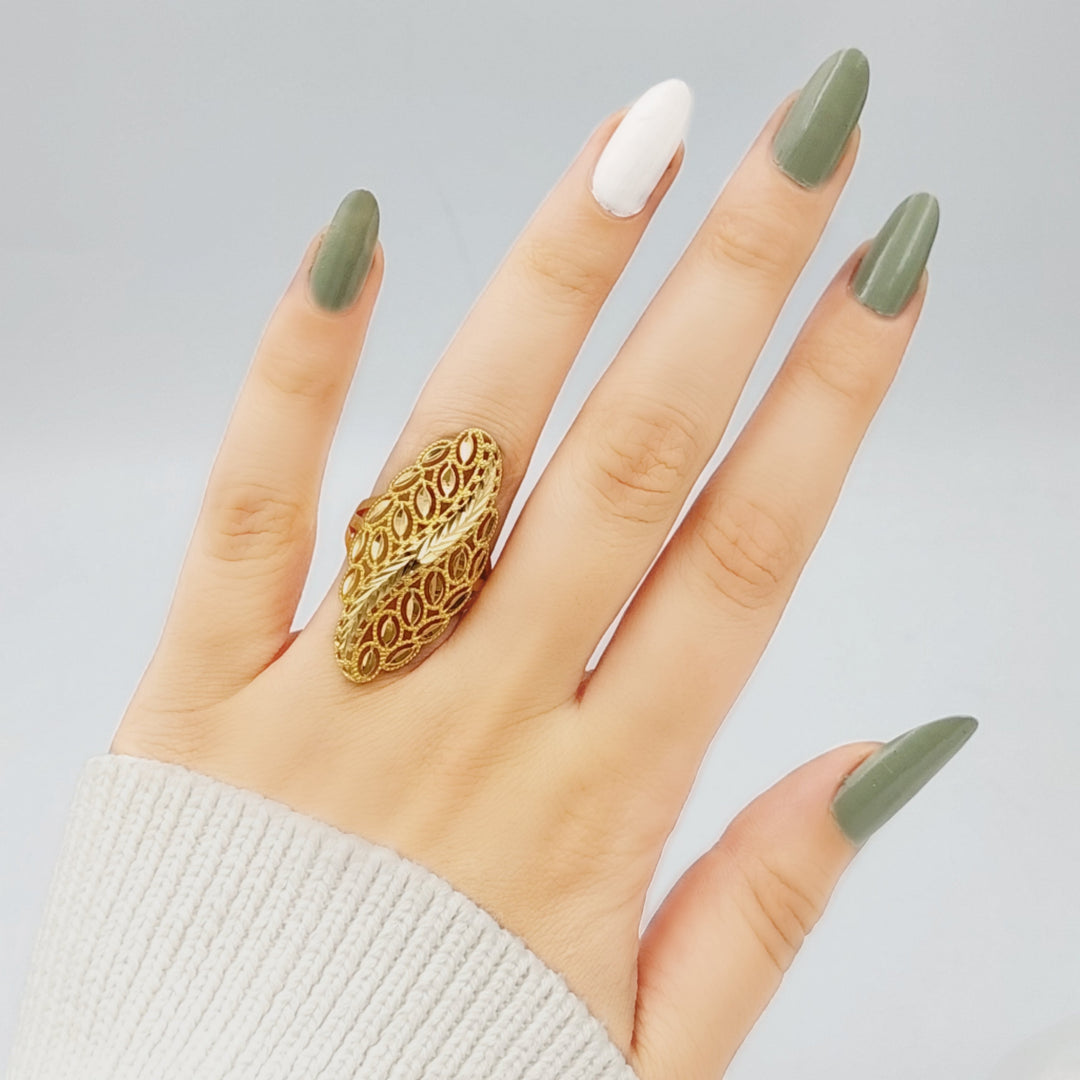 21K Gold Long Fancy Ring by Saeed Jewelry - Image 2