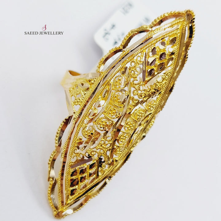 21K Gold Long Indian Ring by Saeed Jewelry - Image 4