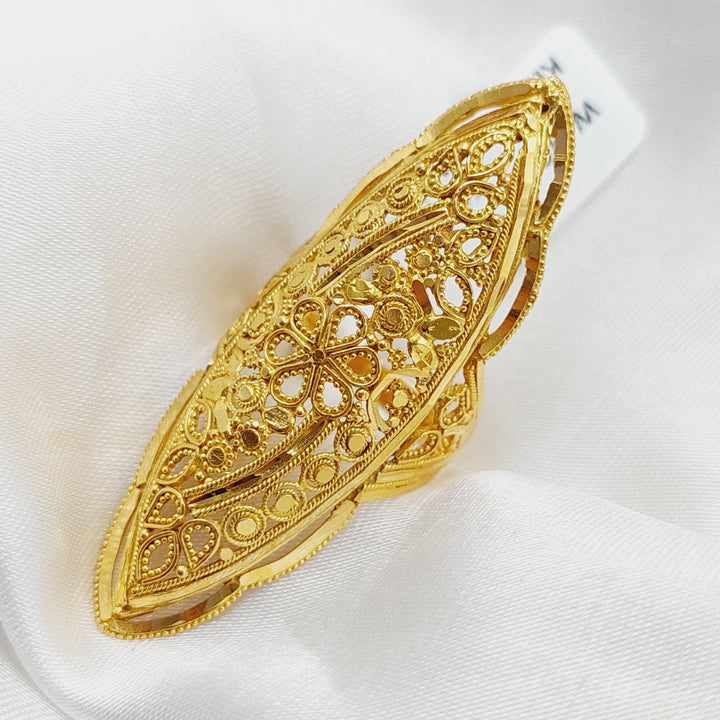 21K Gold Long Indian Ring by Saeed Jewelry - Image 3