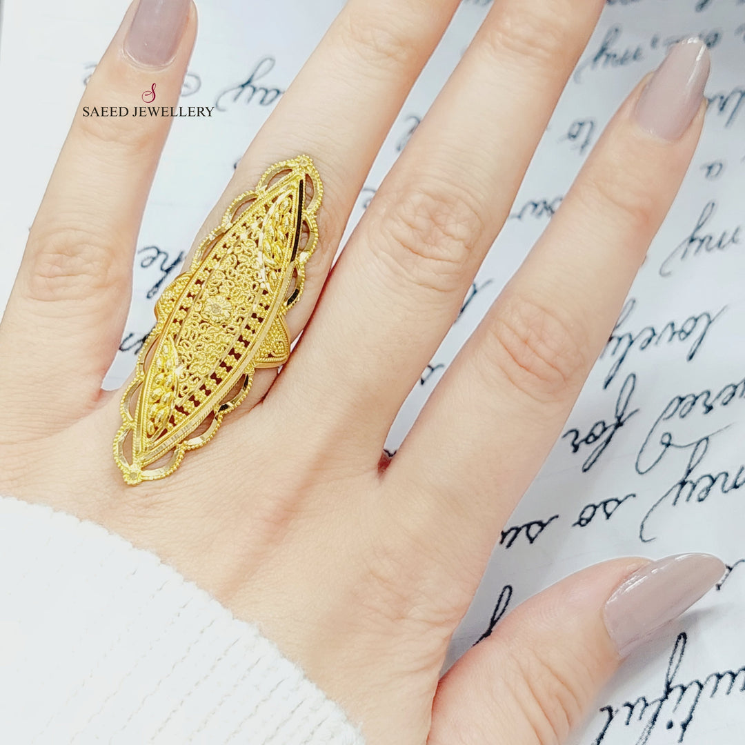 21K Gold Long Indian Ring by Saeed Jewelry - Image 2