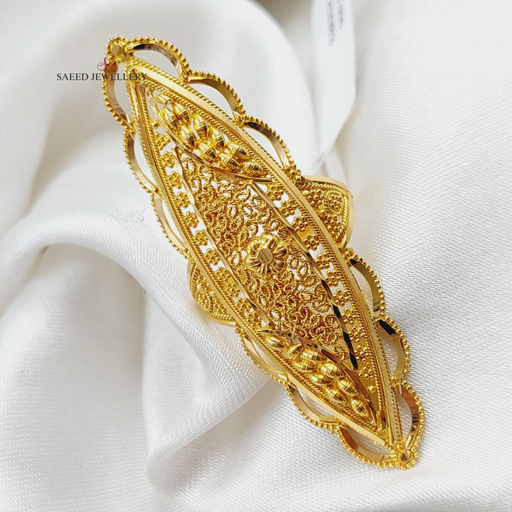 21K Gold Long Indian Ring by Saeed Jewelry - Image 3