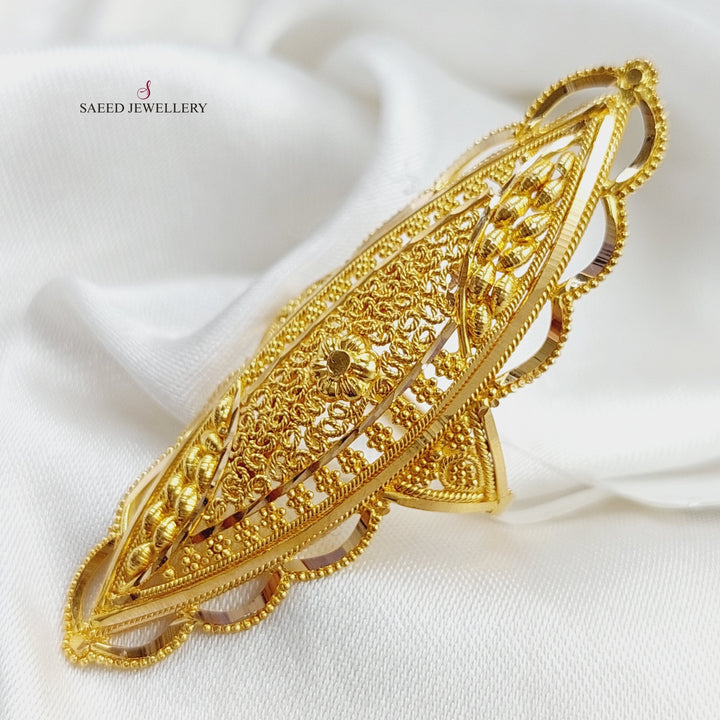 21K Gold Long Indian Ring by Saeed Jewelry - Image 1