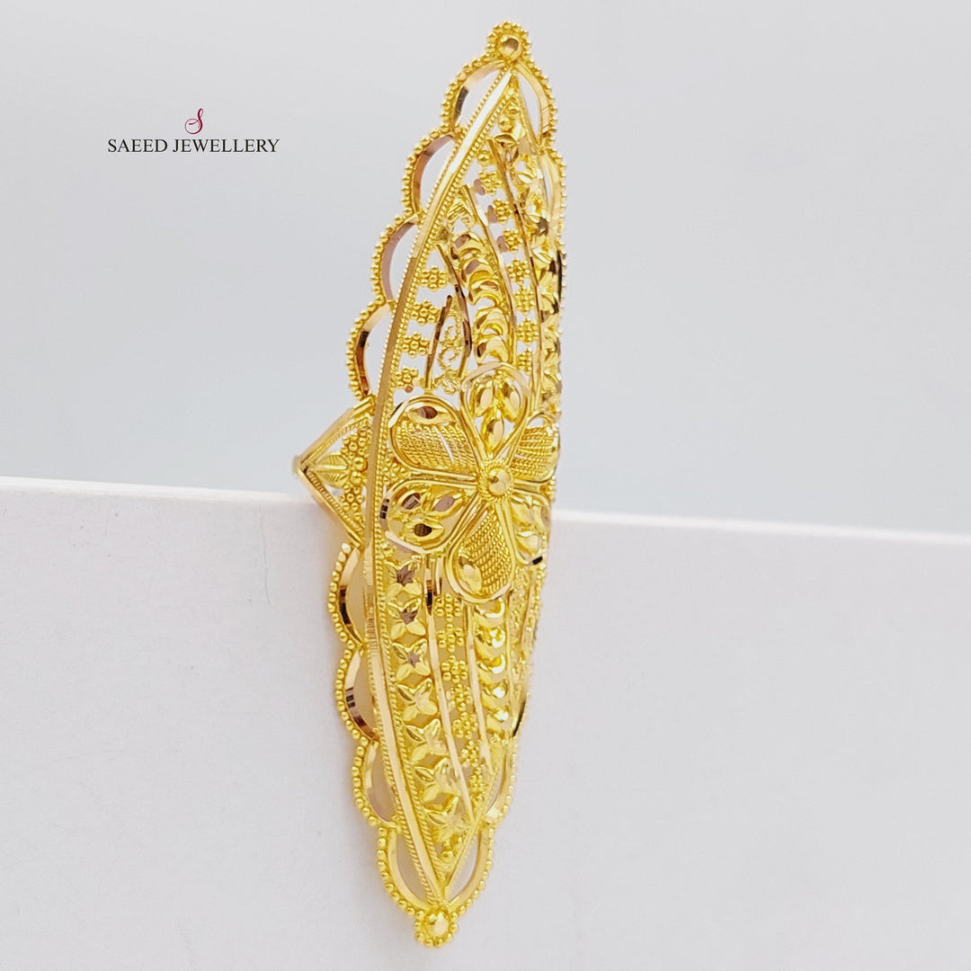 21K Gold Long Indian Ring by Saeed Jewelry - Image 4