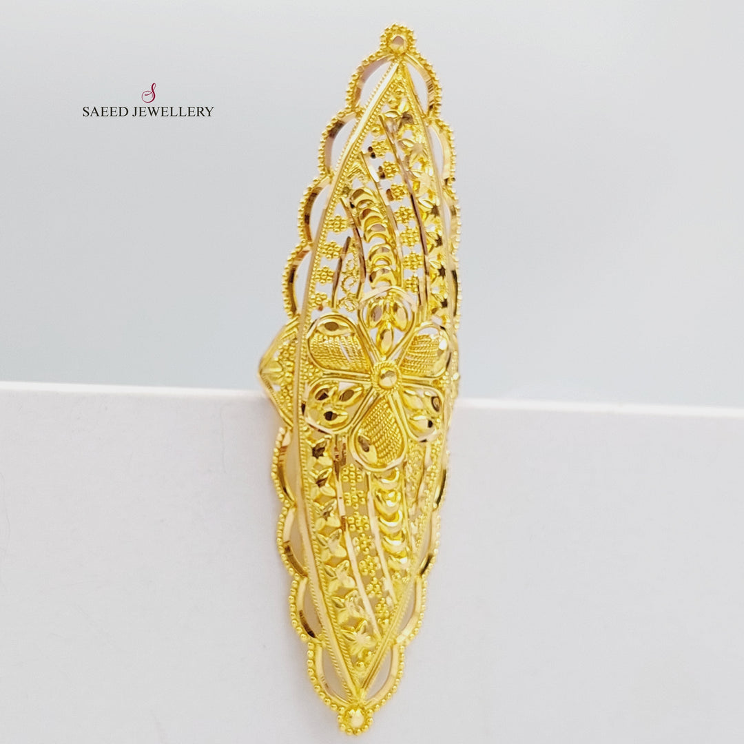 21K Gold Long Indian Ring by Saeed Jewelry - Image 6