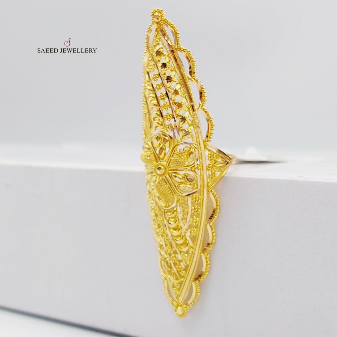 21K Gold Long Indian Ring by Saeed Jewelry - Image 5