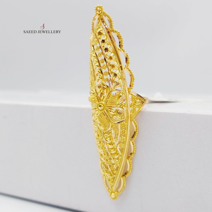 21K Gold Long Indian Ring by Saeed Jewelry - Image 5