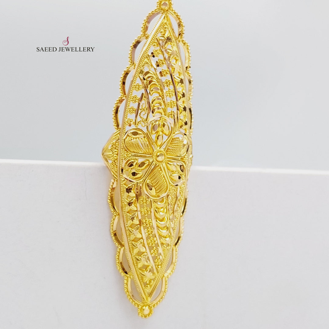 21K Gold Long Indian Ring by Saeed Jewelry - Image 1