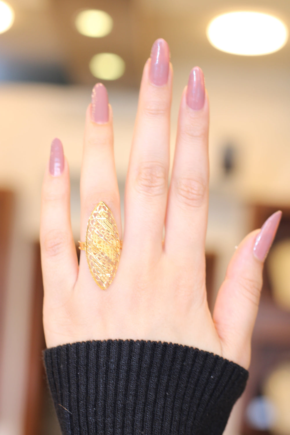 21K Gold Long Kuwaiti Ring by Saeed Jewelry - Image 2