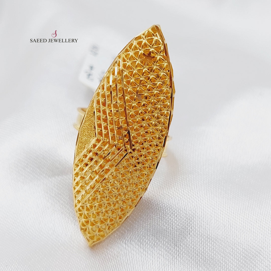 21K Gold Long Kuwaiti Ring by Saeed Jewelry - Image 3