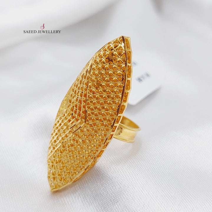 21K Gold Long Kuwaiti Ring by Saeed Jewelry - Image 4