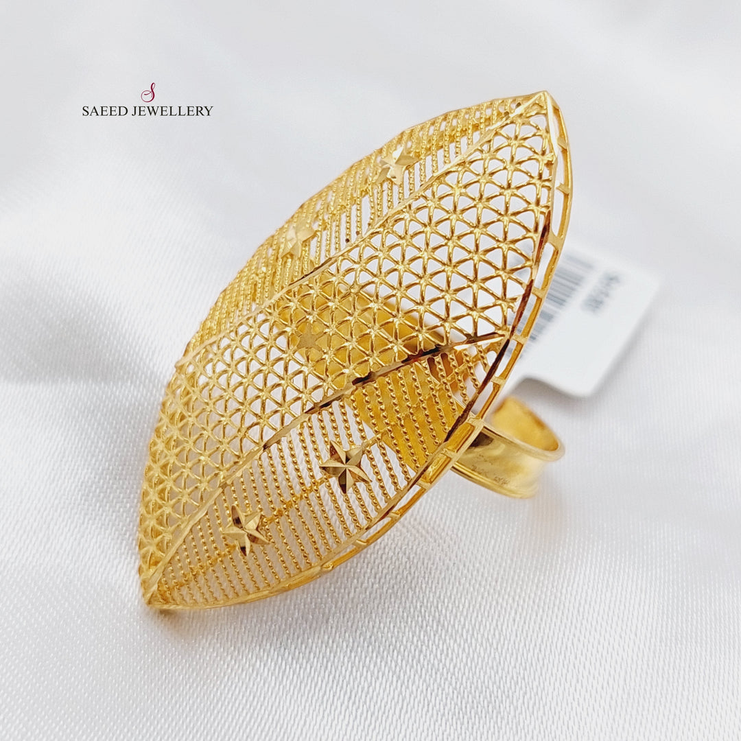 21K Gold Long Kuwaiti Ring by Saeed Jewelry - Image 3