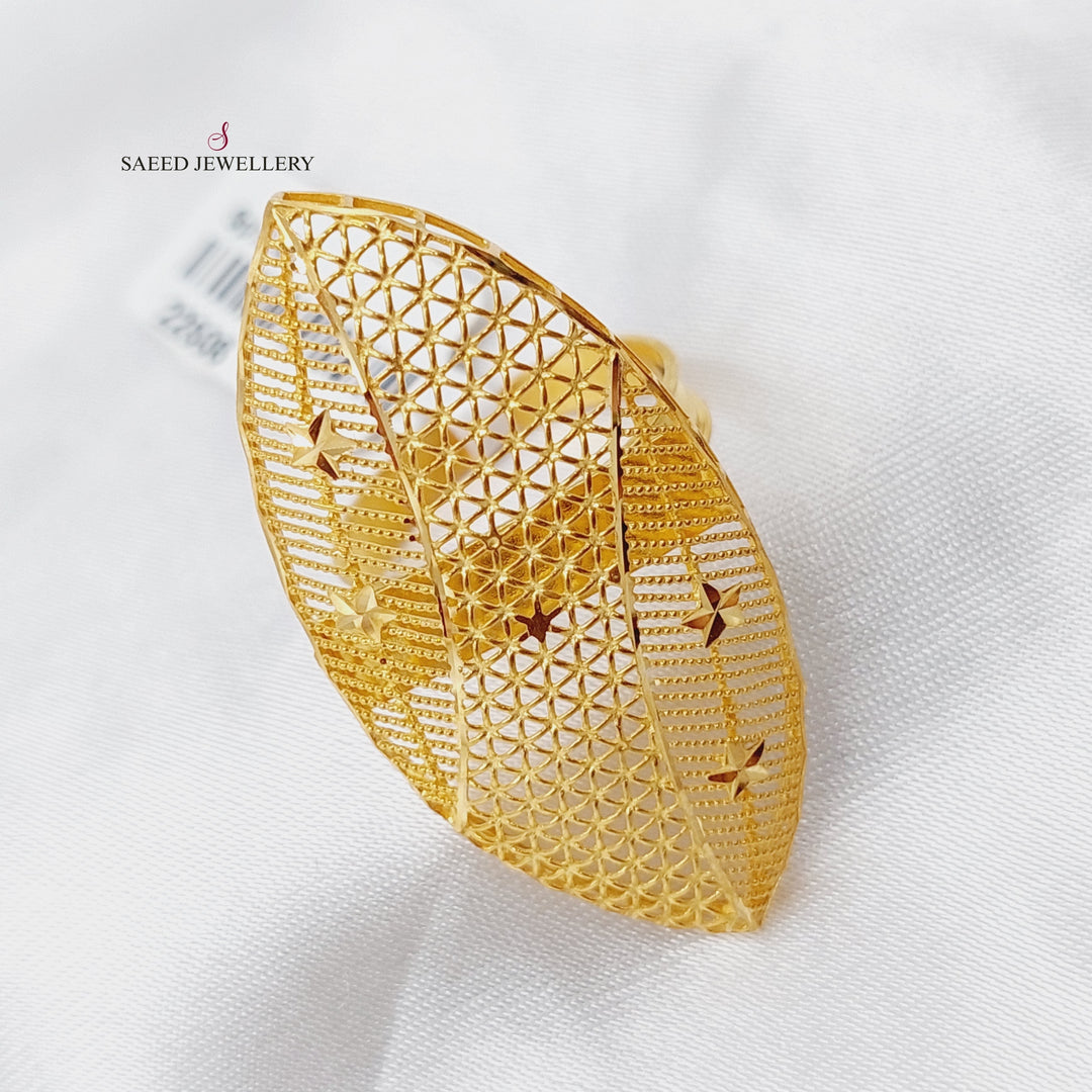 21K Gold Long Kuwaiti Ring by Saeed Jewelry - Image 4