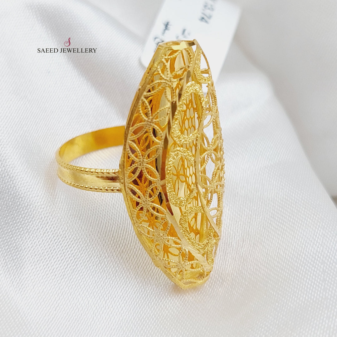 21K Gold Long Kuwaiti Ring by Saeed Jewelry - Image 1