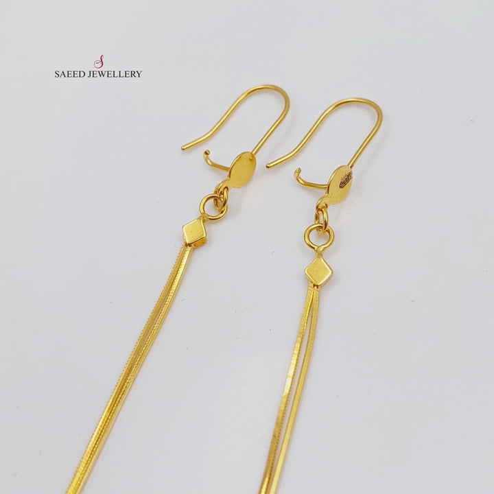 21K Gold Long Vansi Earrings by Saeed Jewelry - Image 3