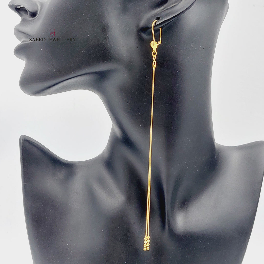 21K Gold Long Vansi Earrings by Saeed Jewelry - Image 5