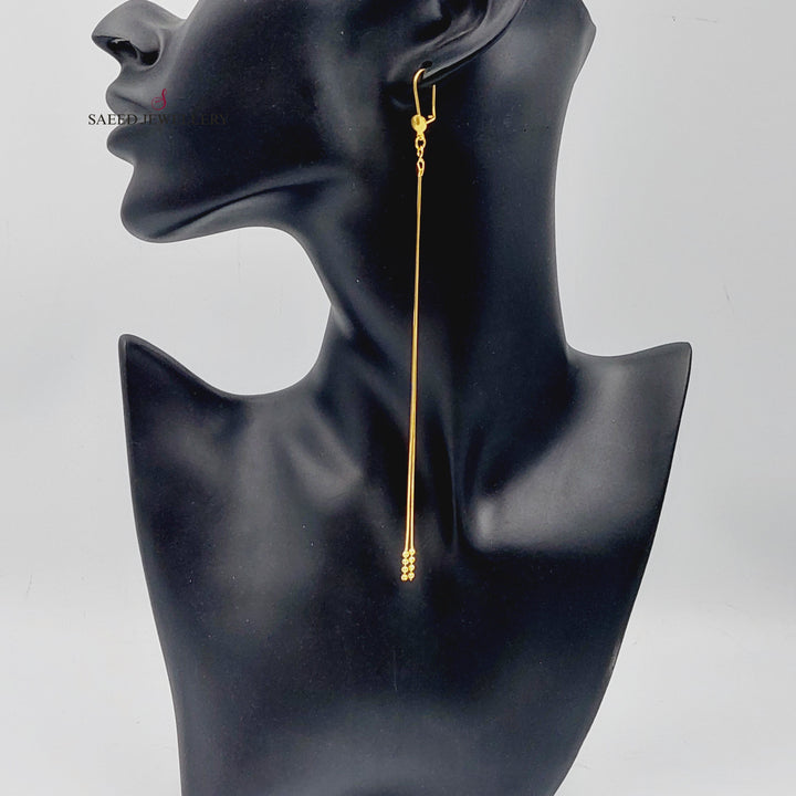 21K Gold Long Vansi Earrings by Saeed Jewelry - Image 1