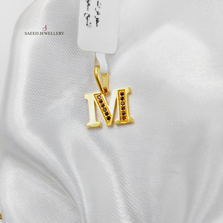 21K Gold M Letter Pendant by Saeed Jewelry - Image 3