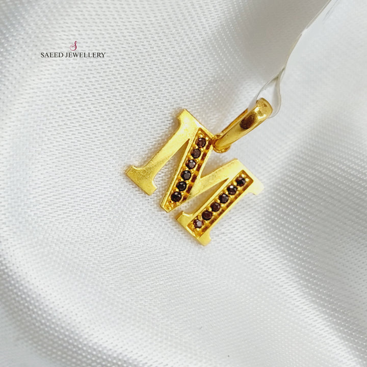 21K Gold M Letter Pendant by Saeed Jewelry - Image 1