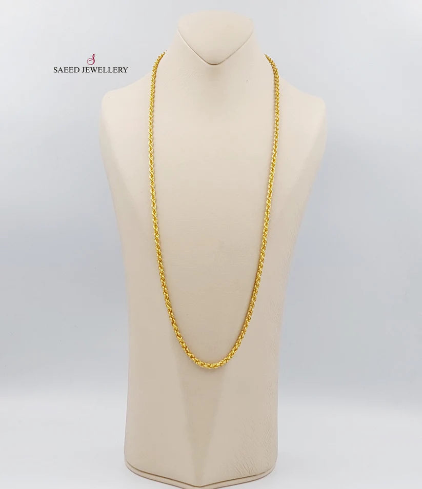 21K Gold Medium Thickness Rope Chain by Saeed Jewelry - Image 5