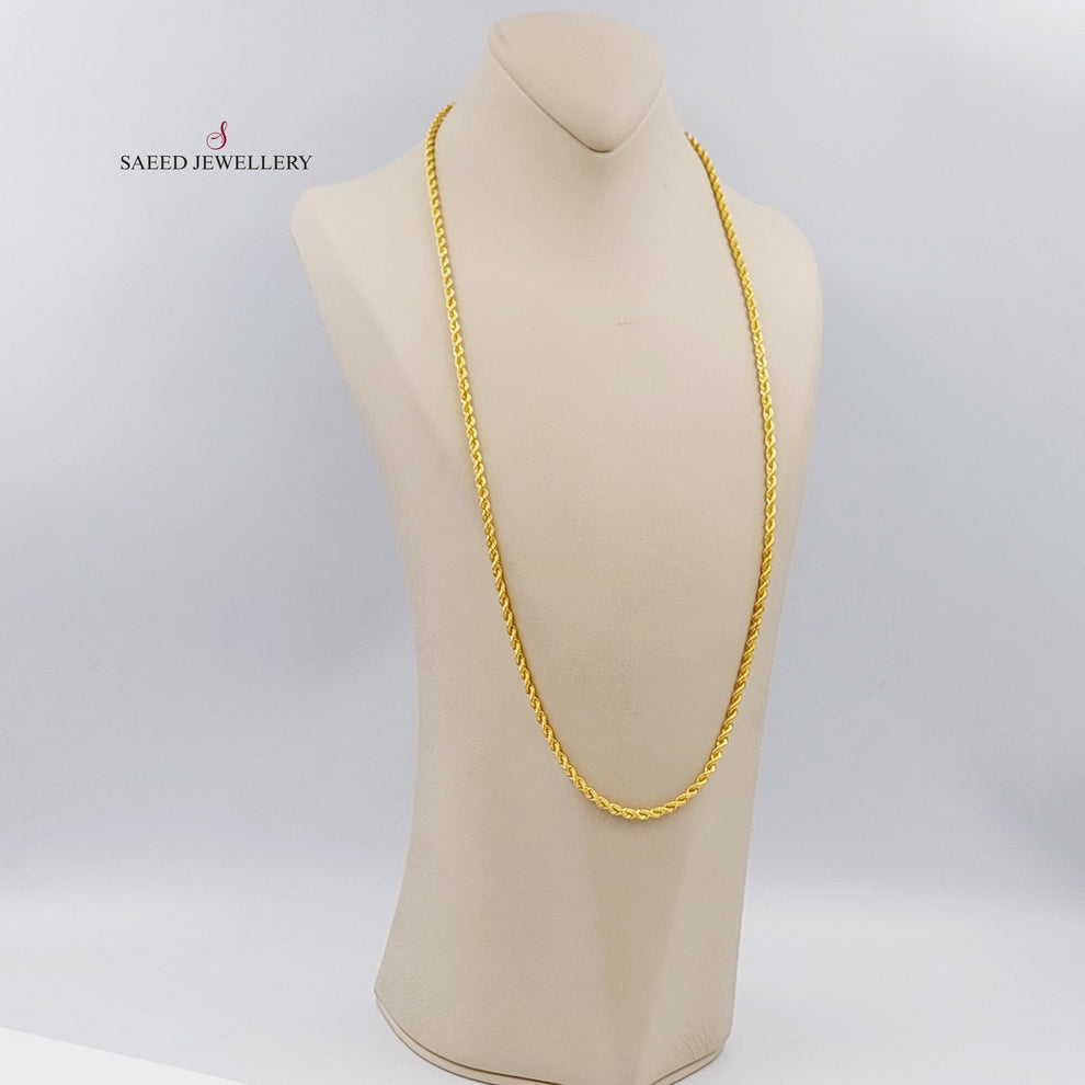 21K Gold Medium Thickness Rope Chain by Saeed Jewelry - Image 4